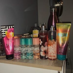 4 pink body sprays,1 bath & body spray & 2 lotions